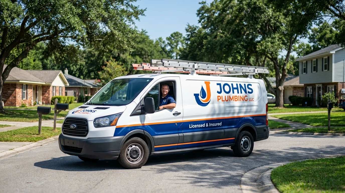 Johns Plumbing LLC service van in Wilbraham, MA