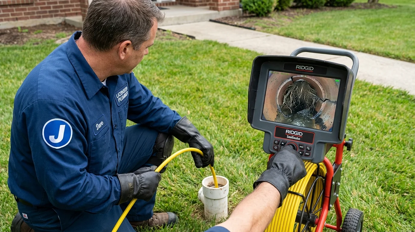 Sewer camera inspection being performed by Johns Plumbing LLC in Wilbraham